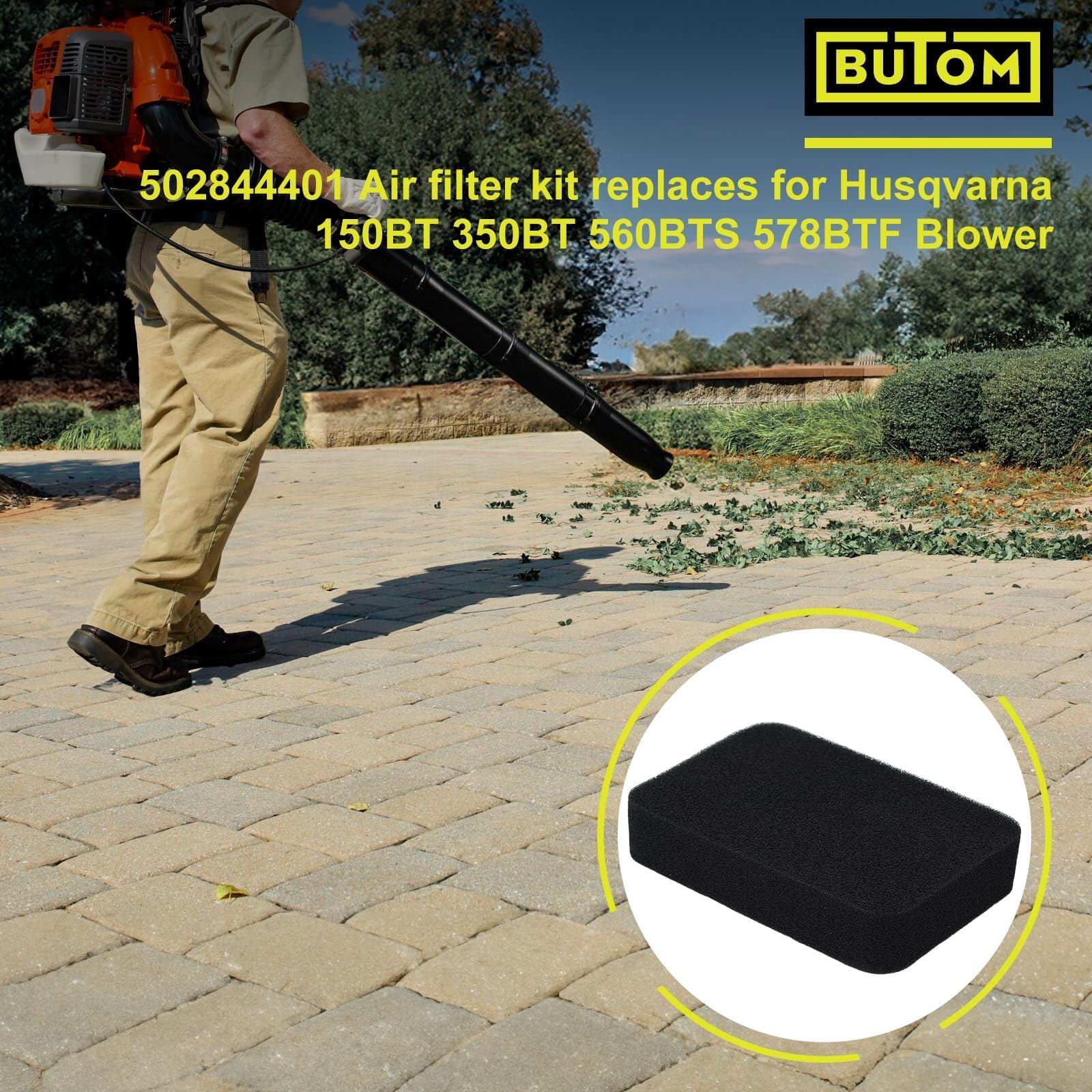 Butom air filter kit for Husqvarna 350BT, simple install and reliable filtration.