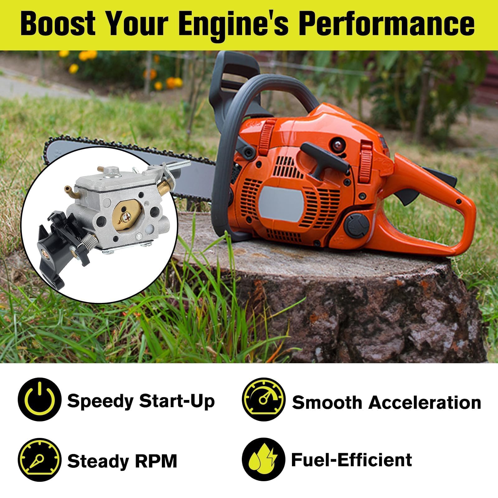 Butom spark plug included for reliable ignition
