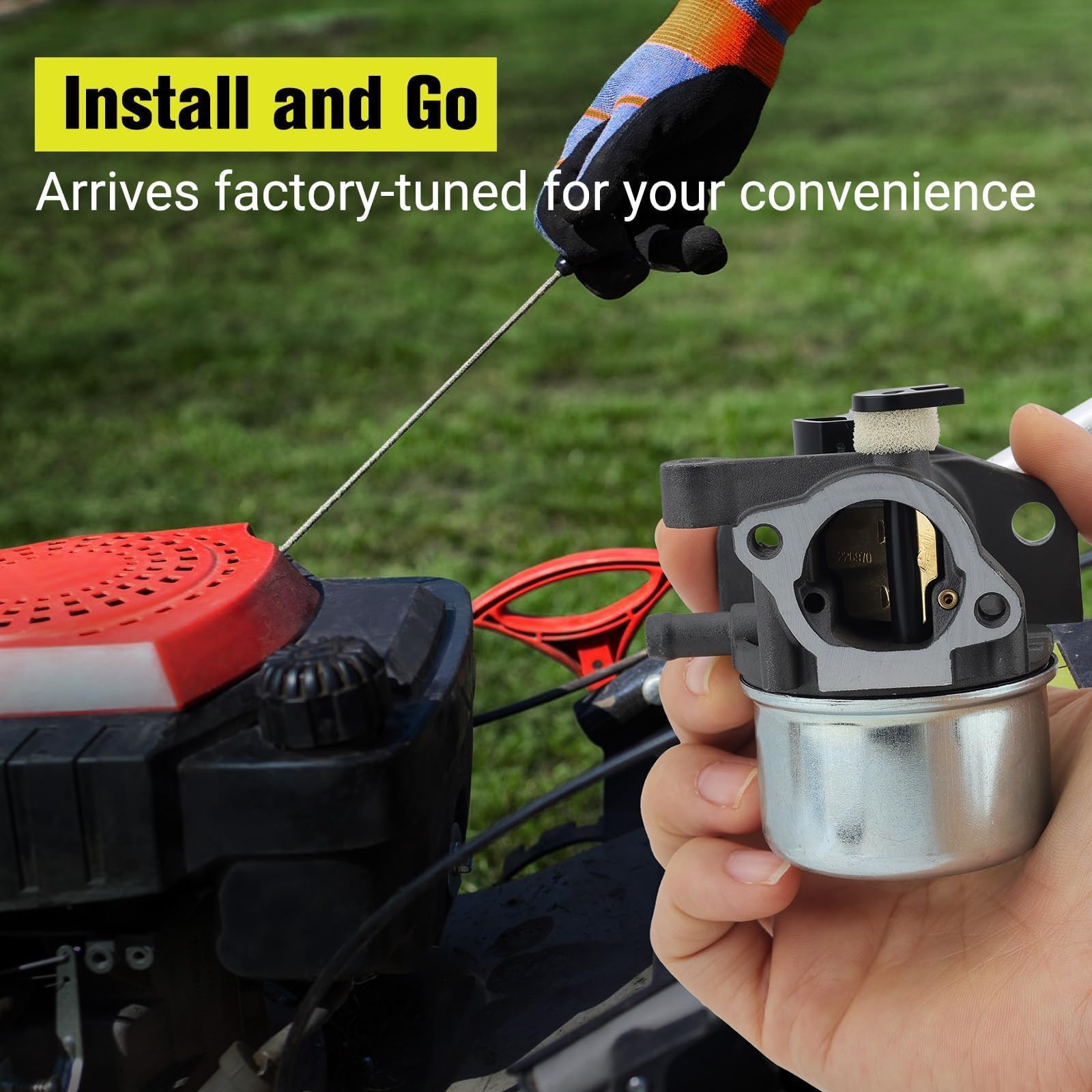 Butom fuel filter for Toro 22-inch Recycler maintains steady fuel flow and reduces clogs.
