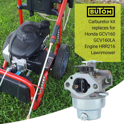Butom GCV160 carburetor back view highlights rugged seals for easy installation.