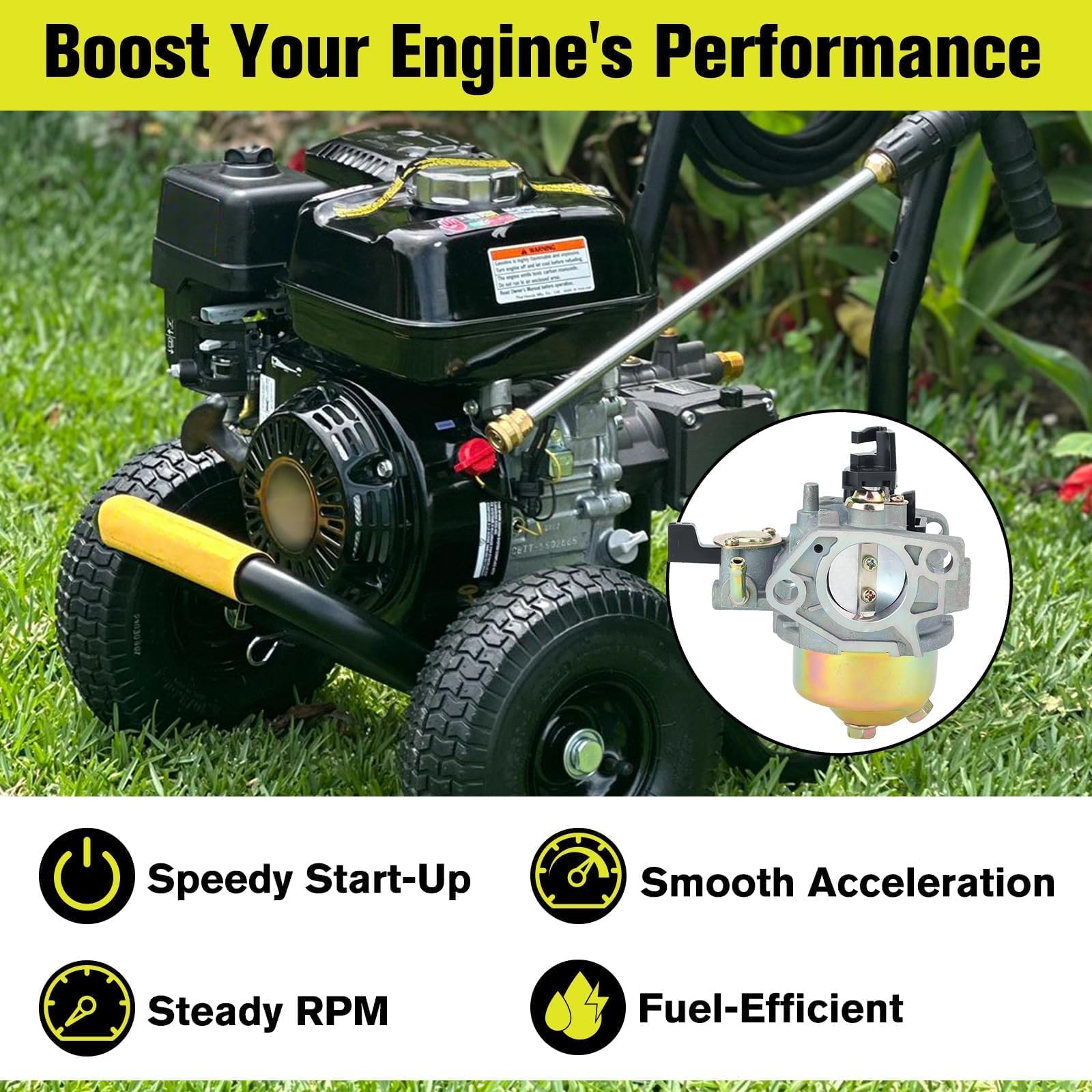 Butom GX390 carburetor dimensions show 51 mm hole spacing for accurate mounting.
