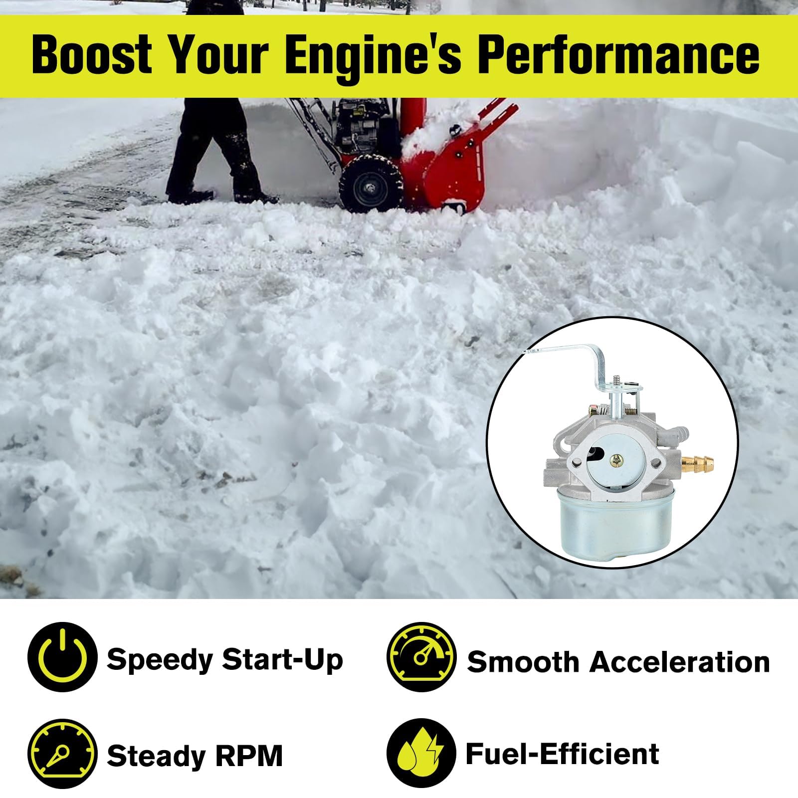 Butom HM100-compatible carburetor engineered for dependable snow blower performance