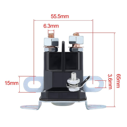Top view of Butom 3-post starter solenoid showing mounting layout