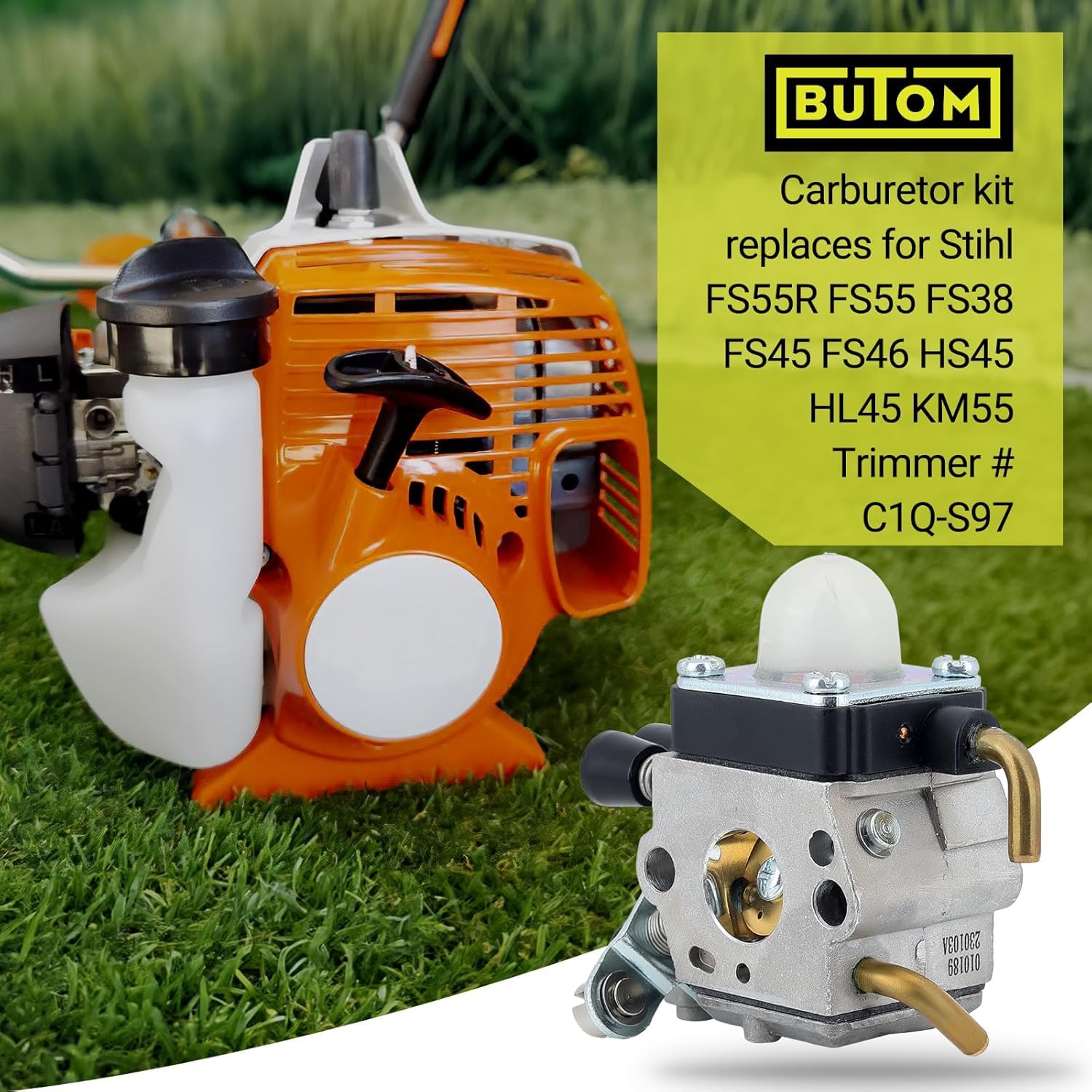 Butom Stihl FS38 carburetor kit installation photo for quick replacement