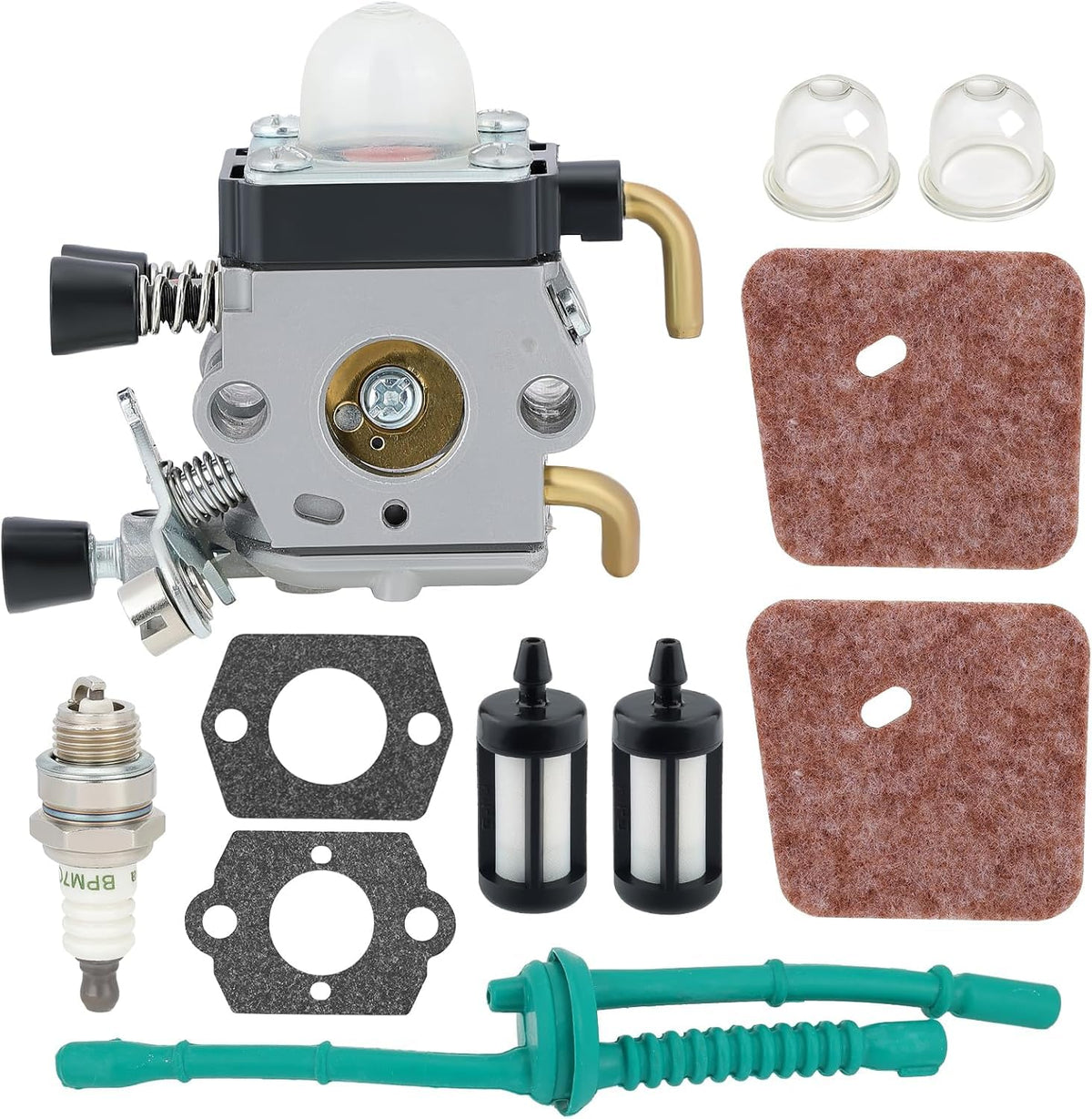 Butom Stihl FS45 carburetor kit close-up showing precise tuning potential