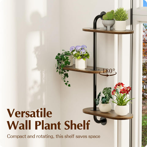 BUTUNITA vintage walnut finish shelf adds natural elegance to any room