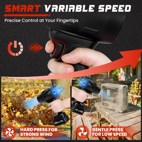 Buvnatep blower with variable-speed trigger for precise airflow