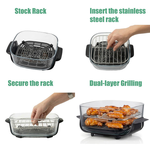 Large grill by Buwesru fits Ninja FN101 containers, expands cooking surface.