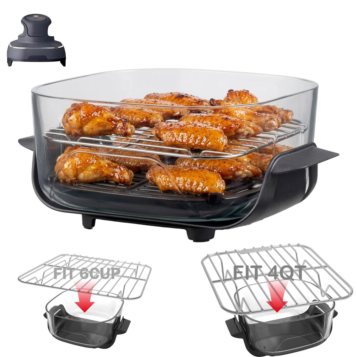 Buwesru Crisper Rack two grills for Ninja FN101, doubles cooking capacity.