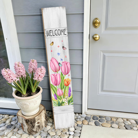 Buxjexh Three-panel vertical sign enables flexible porch or hallway display