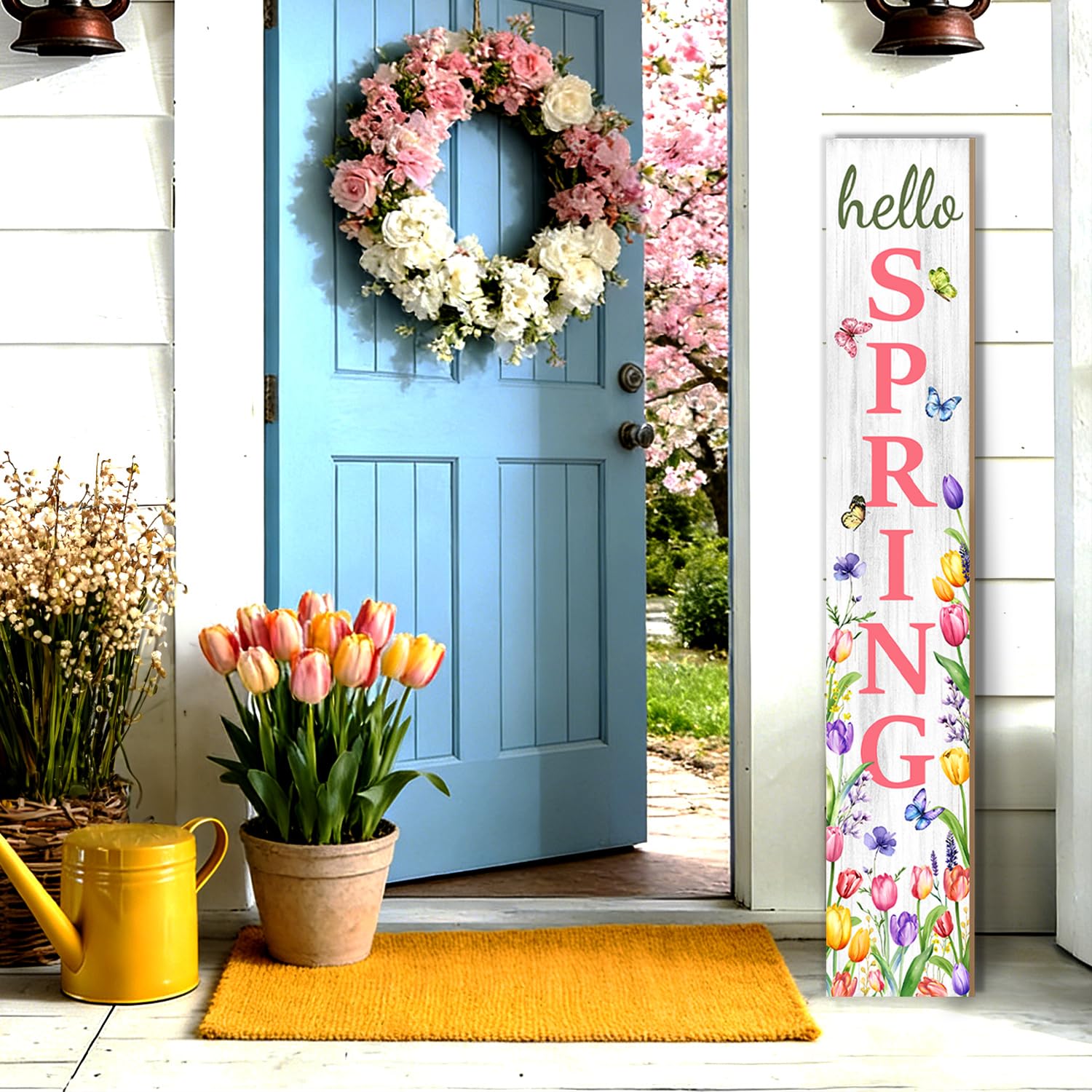 Buxjexh vertical wood sign for indoor or outdoor porch display