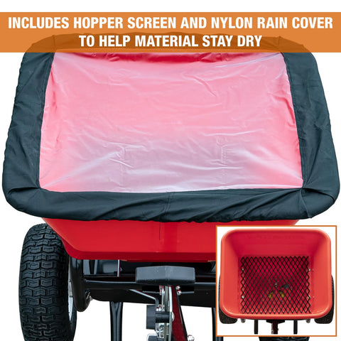Buyers Grounds Keeper spreader efficiently distributes seed and fertilizer.