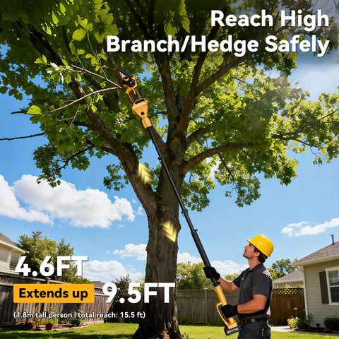 BuyJoy 2-in-1 pole saw head rotates 180 degrees for angled cuts