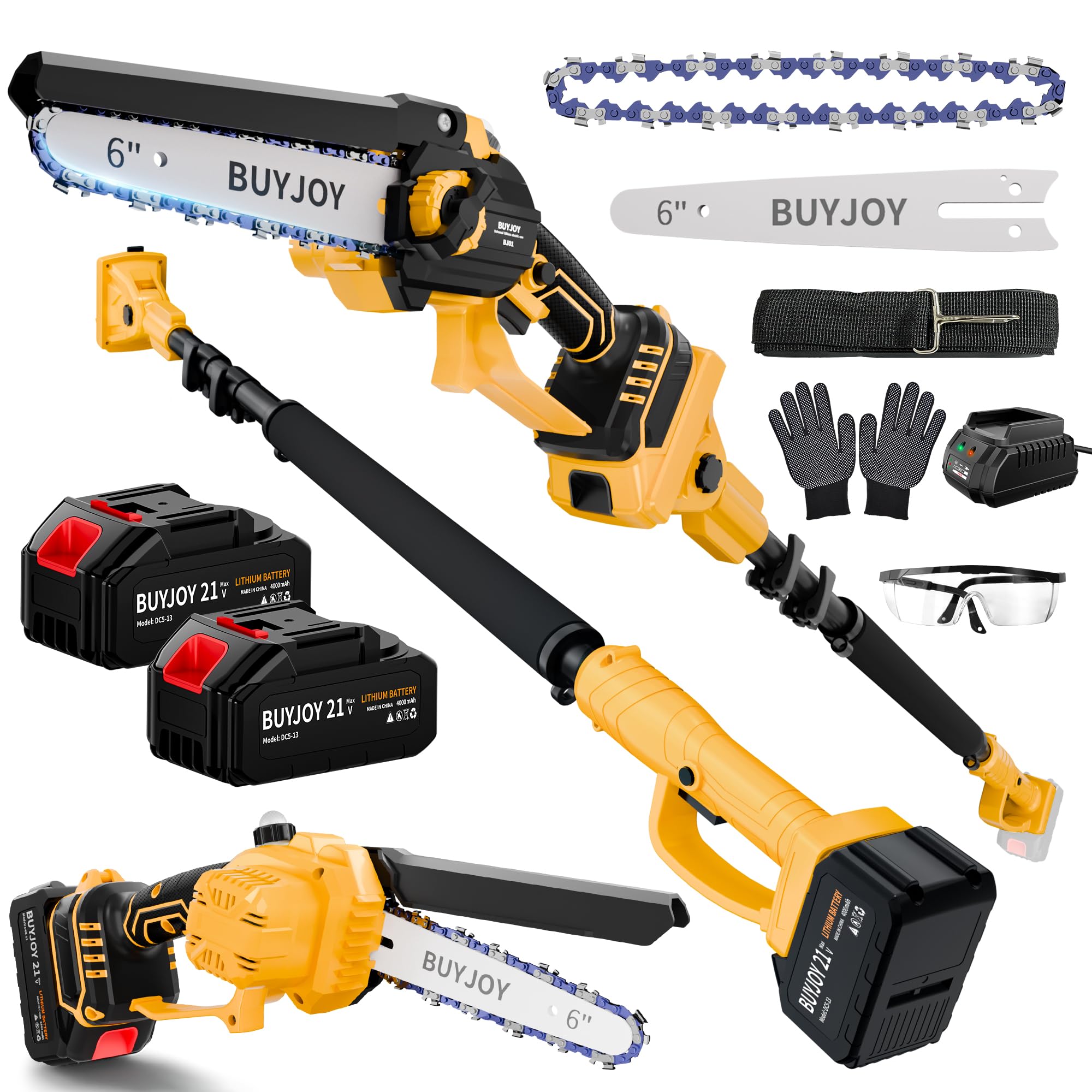 BuyJoy 2-in-1 pole saw extended reach for safe high-branch pruning