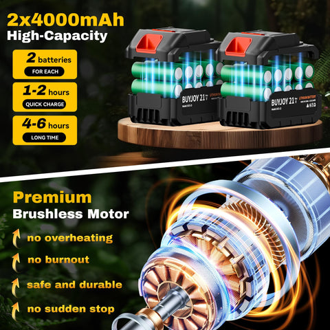 BuyJoy dual 21V 4.0Ah batteries extend work time between charges