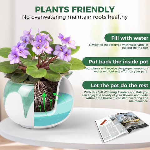 BUYMAX African Violet Pot inner pot highlights water absorption guiding moisture to roots