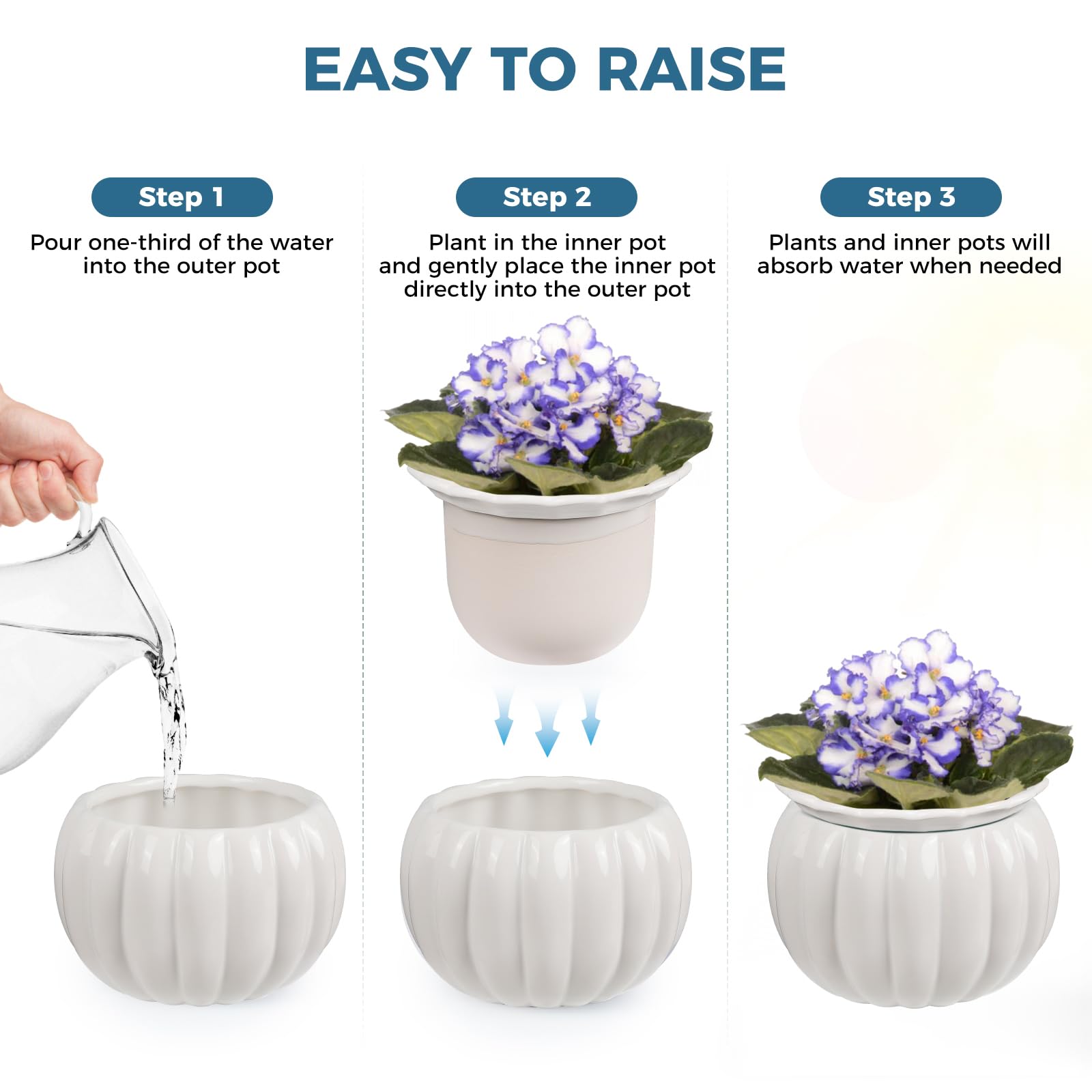 BUYMAX outer-pot reservoir ensures consistent water supply between fills.