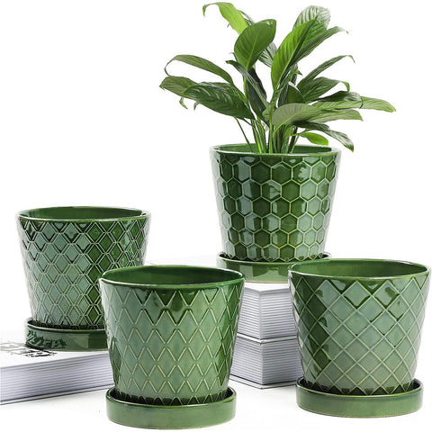 BuyMAX ceramic 5-inch plant pot with drainage for healthier roots
