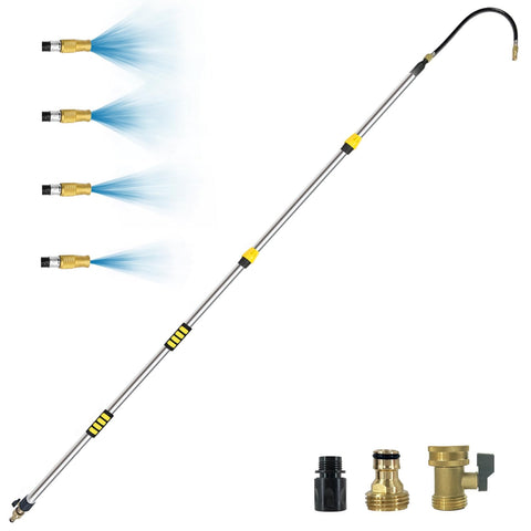 Buyplus 18ft telescopic gutter wand reaches second-story gutters from the ground, safer cleaning.