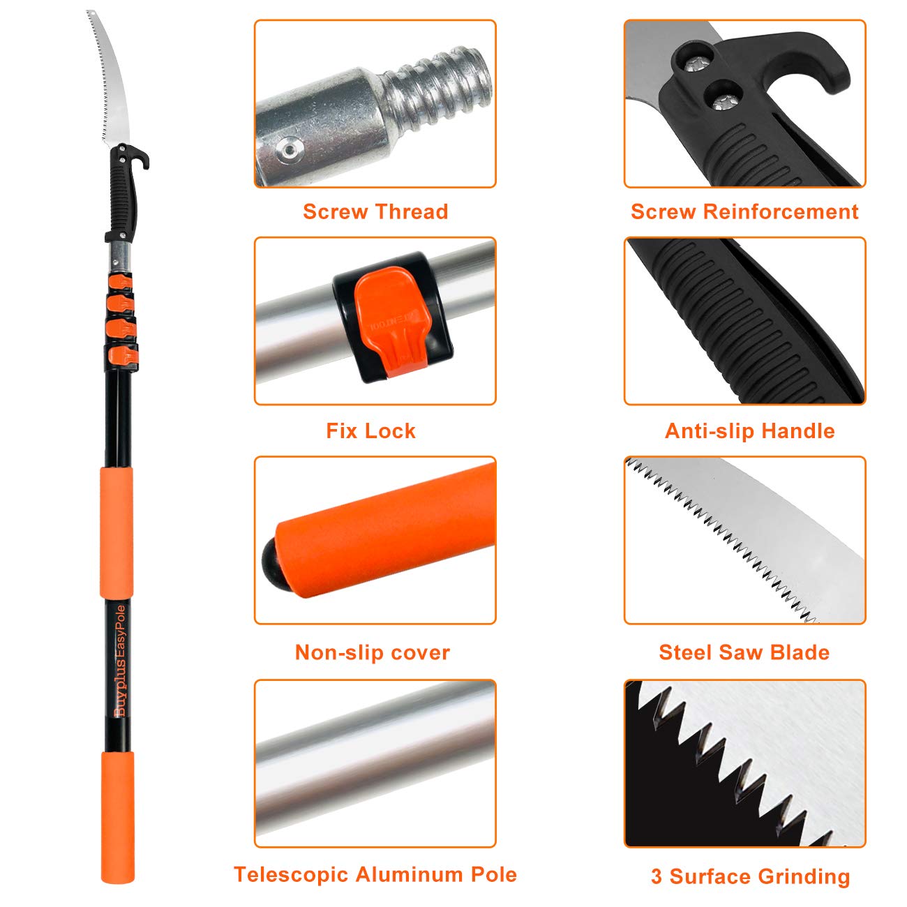 Buyplus carbon steel blade with 3X sharpened teeth for smooth, durable cuts.