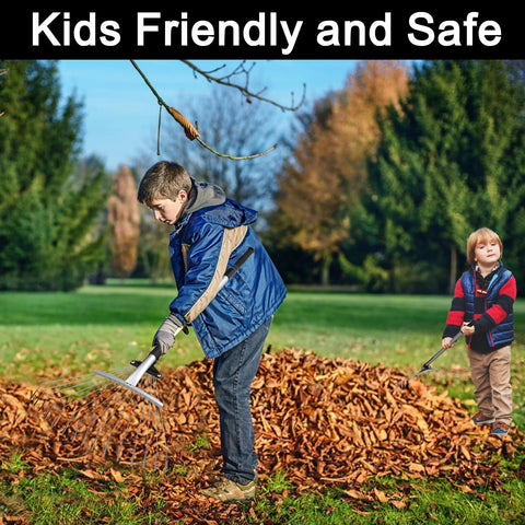 Buyplus folding leaf rake stores compactly after yard cleanup.