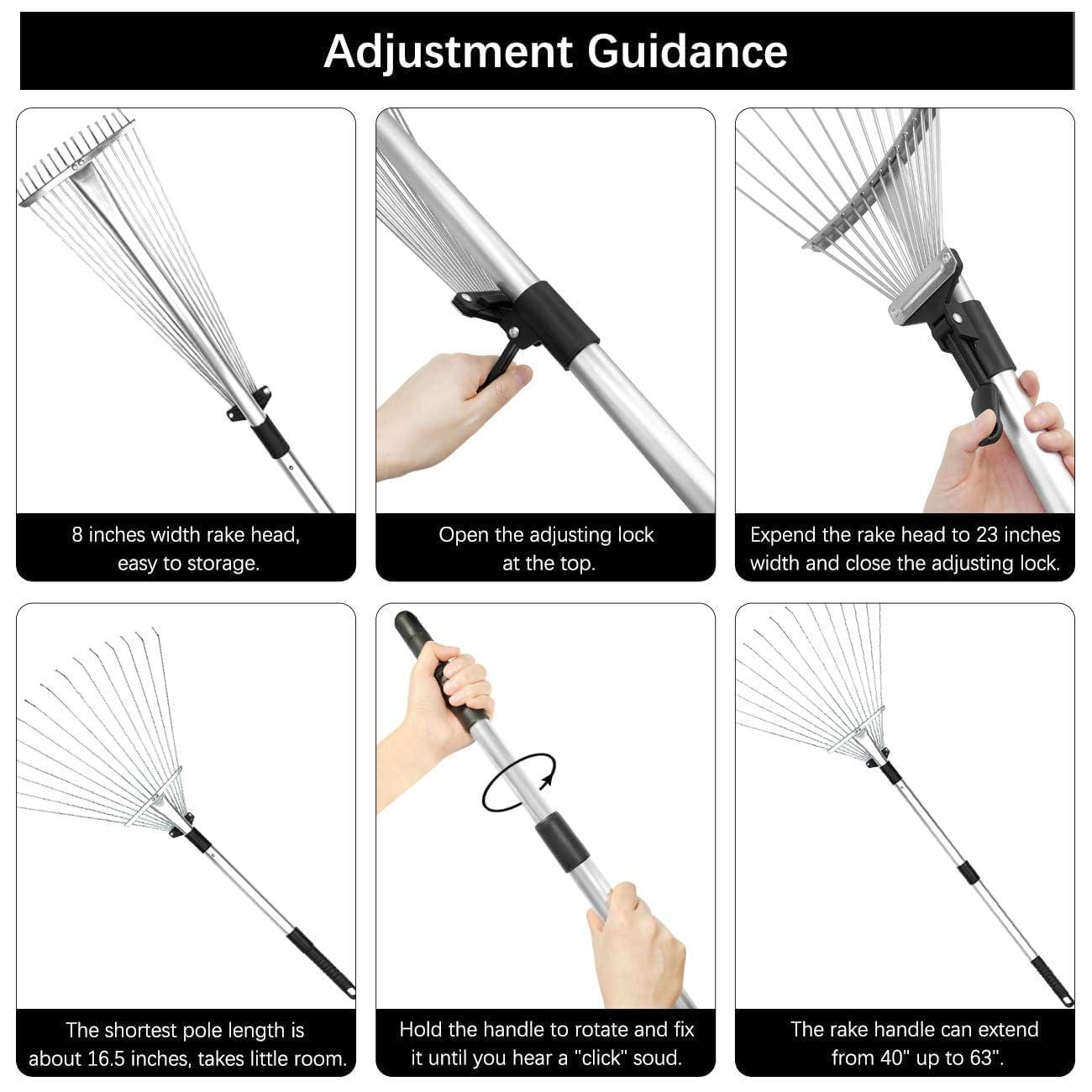 Buyplus leaf rake made of aluminum alloy, durable and lightweight.