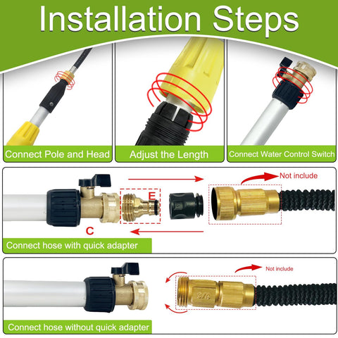 A lightweight aluminum extendable pole provides sturdy, fatigue-free handling.