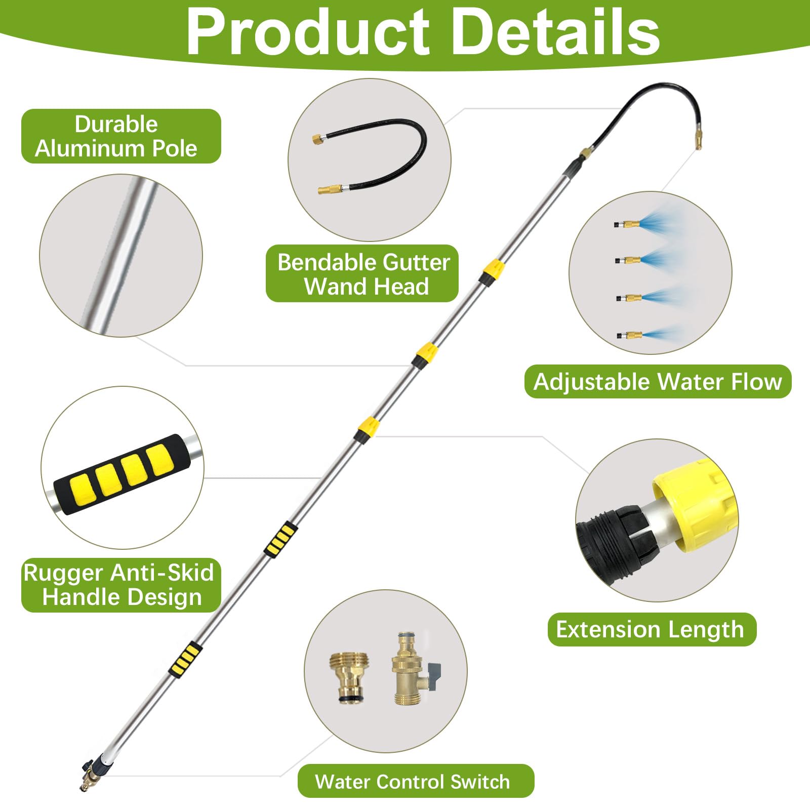 Buyplus long reach pole in use reduces ladder climbs