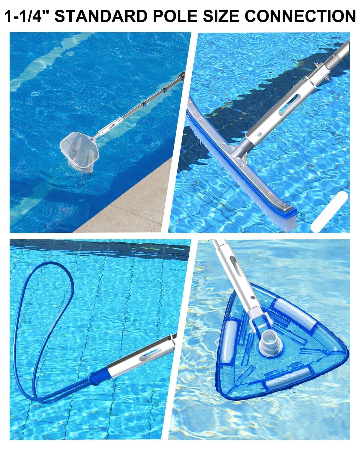 Buyplus pool pole features flip-tab lock for stable extensions