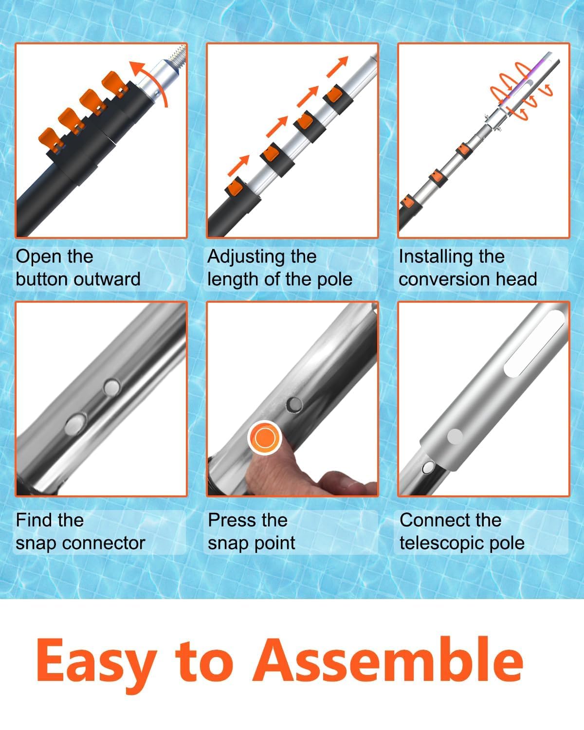Buyplus pool pole is lightweight and easy to maneuver for cleaning