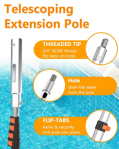 Buyplus pool pole with non-slip handle provides secure grip when wet