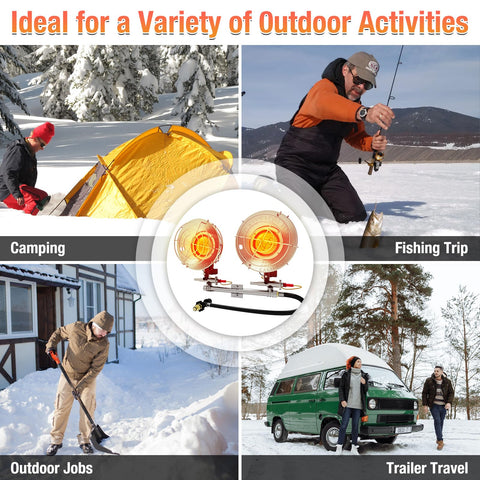 Buyplus tent-ready heater designed for outdoor use with quick setup