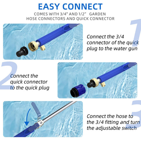 Buyplus quick connectors enable fast, tool-free hose setup.