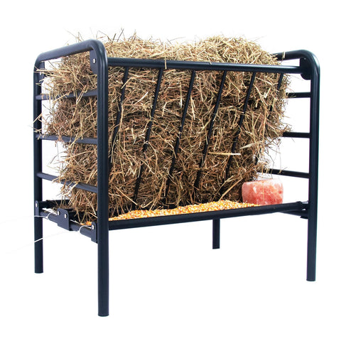 BUYYAH Mini Horse Feeder with heavy-duty frame for outdoor use.
