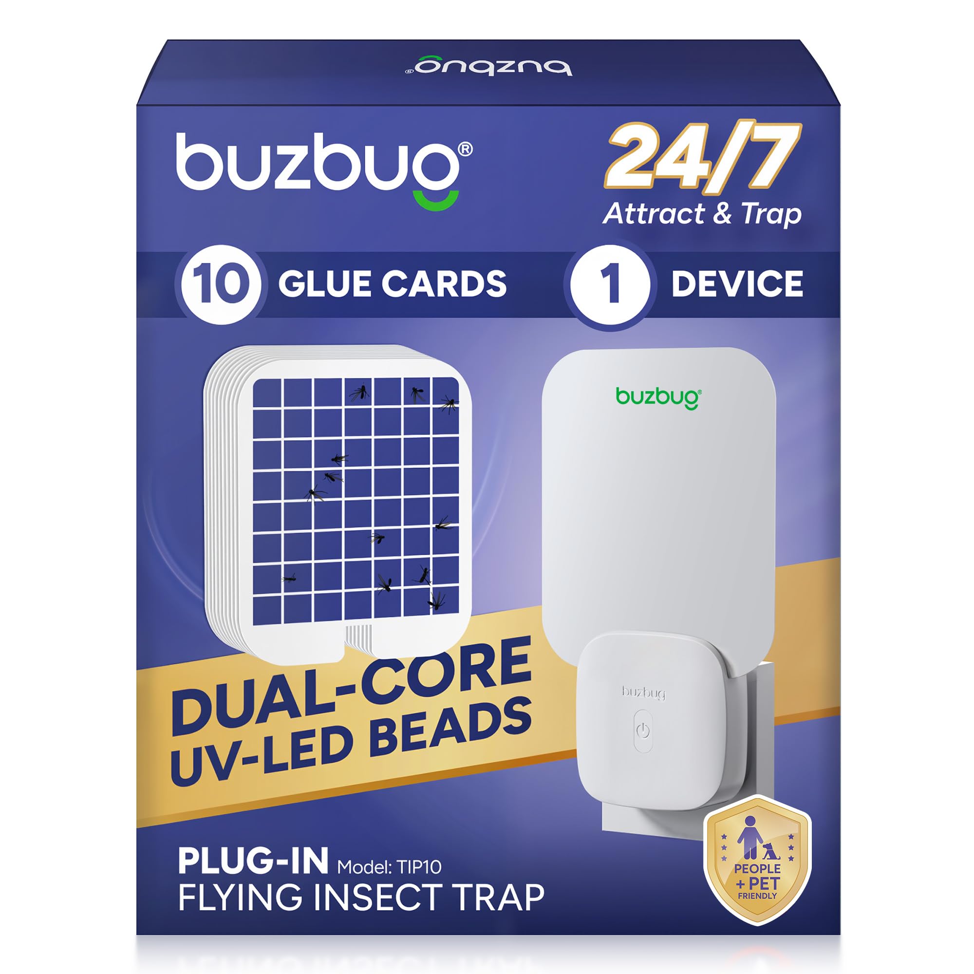 Buzbug fly trap plug-in indoor captures gnats and fruit flies efficiently