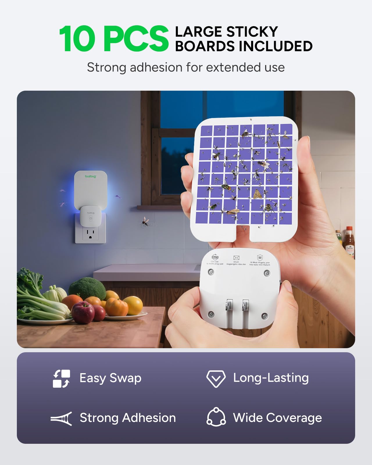 Buzbug UV-led dual-band 365-395nm attracts a wide range of indoor flying insects
