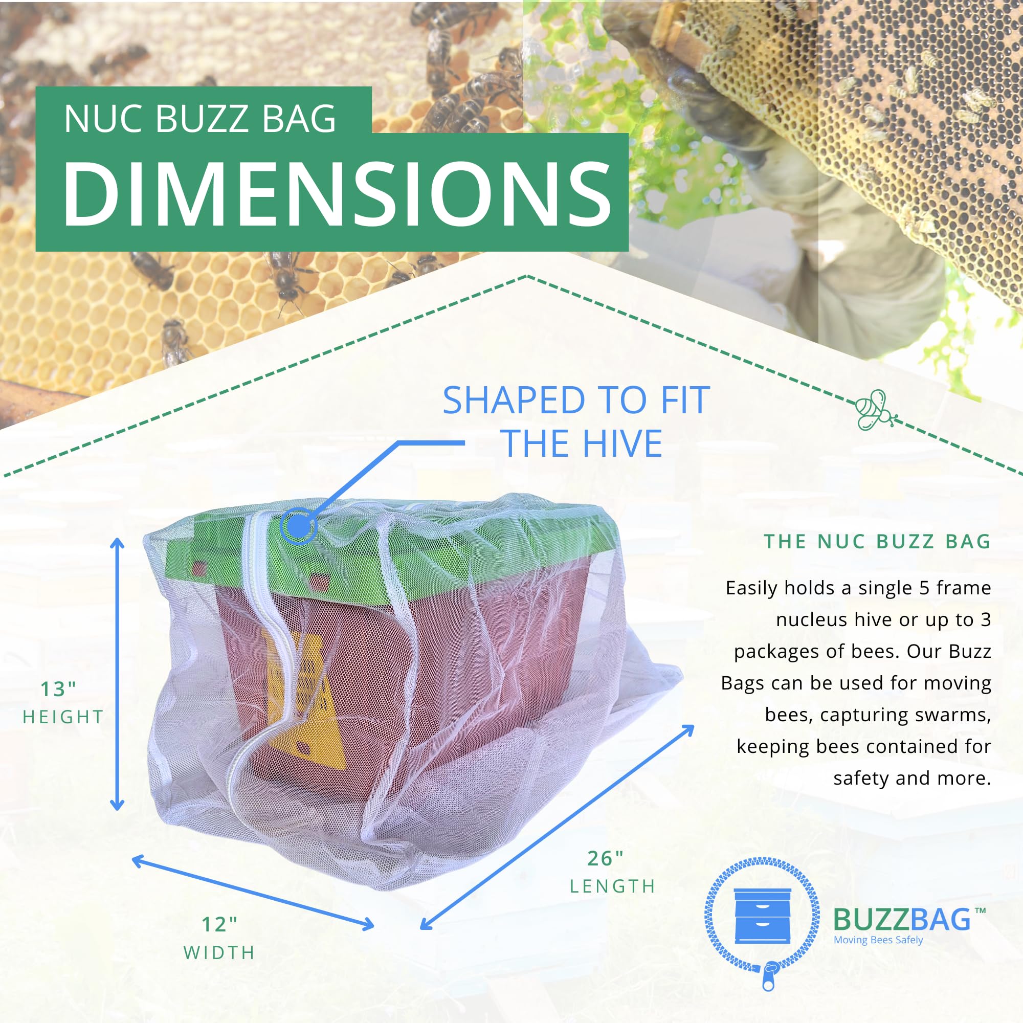 Buzz Bag laid flat for loading over the hive for quick setup.