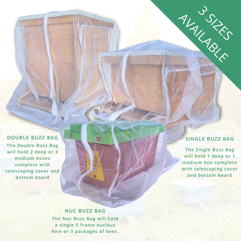Buzz Bag safety stitching and rip-resistant mesh enhances durability during hive moves.