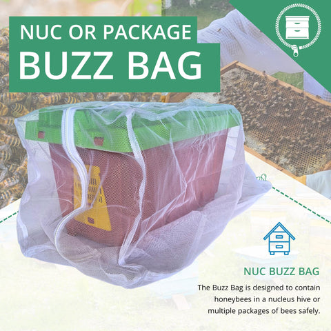 Buzz Bag zipper access with YKK for quick, controlled hive covering.