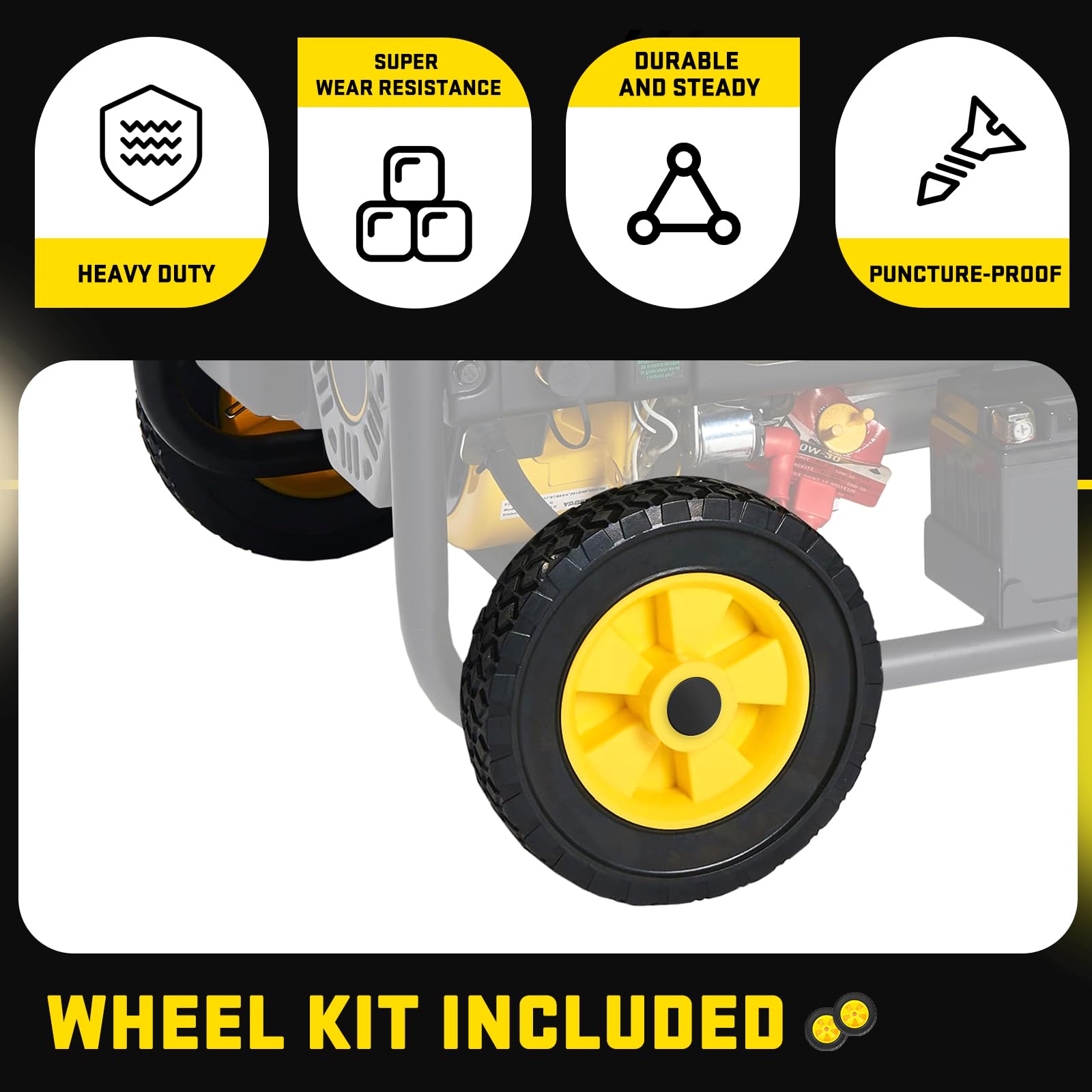3 BUZZLETT generator wheel kit wheels and frame provide durable, stable support