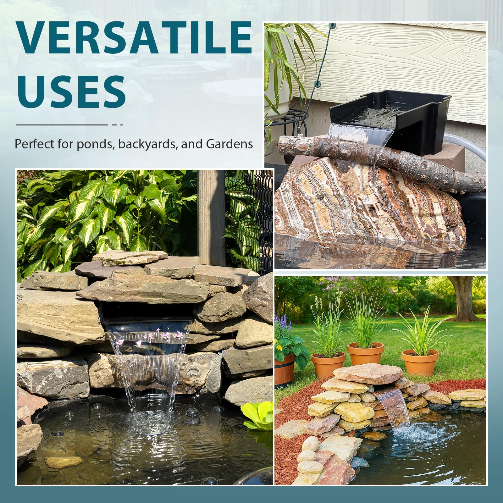 Buzzlett brings a soothing waterfall effect to gardens and ponds.
