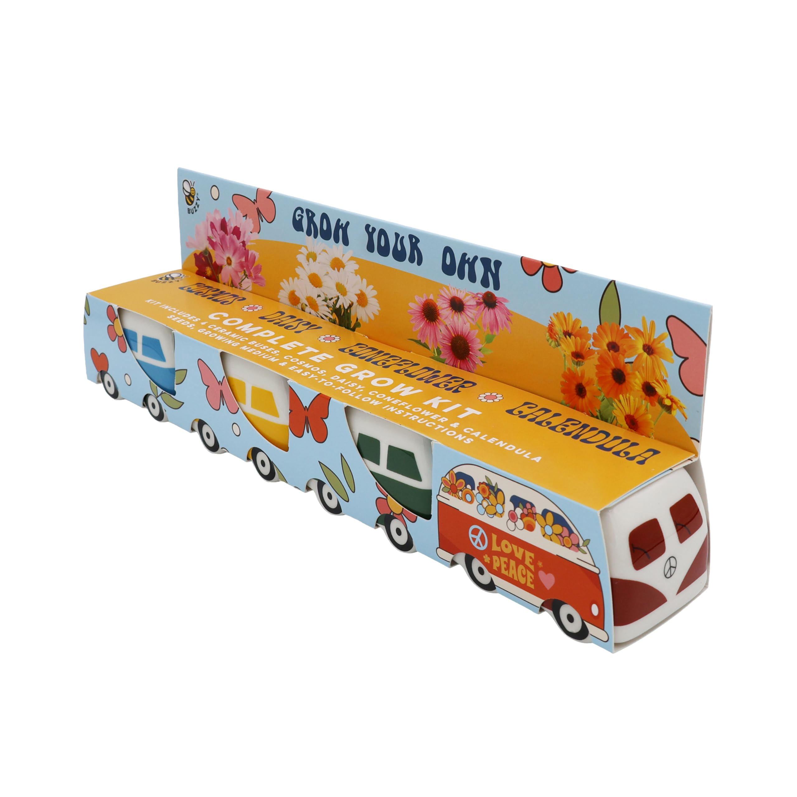 BUZZY Seeds bus planter calendula top view, great for beginner seed starting.