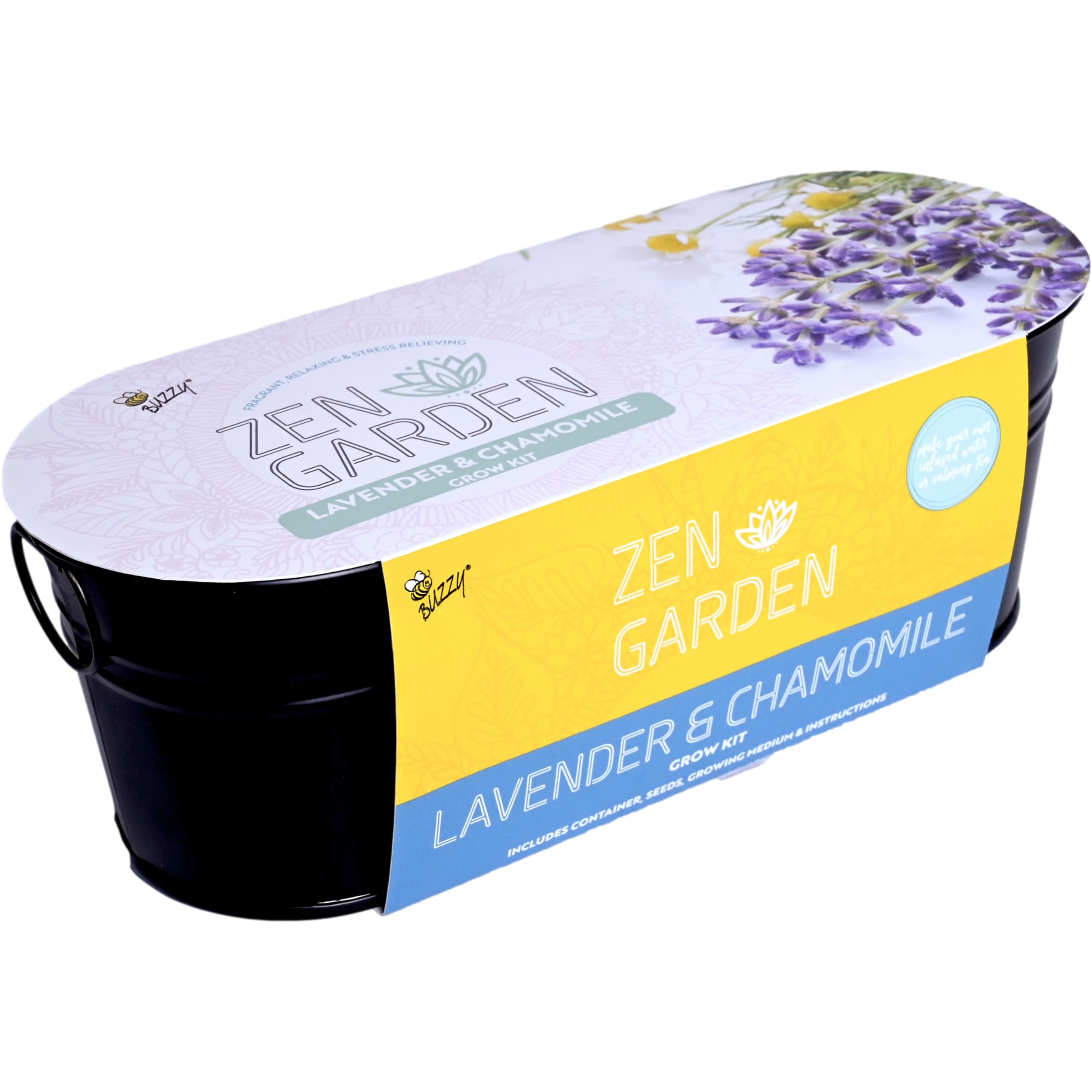 Buzzy Seeds windowsill planter shown with seeds, ideal for compact indoor gardening.