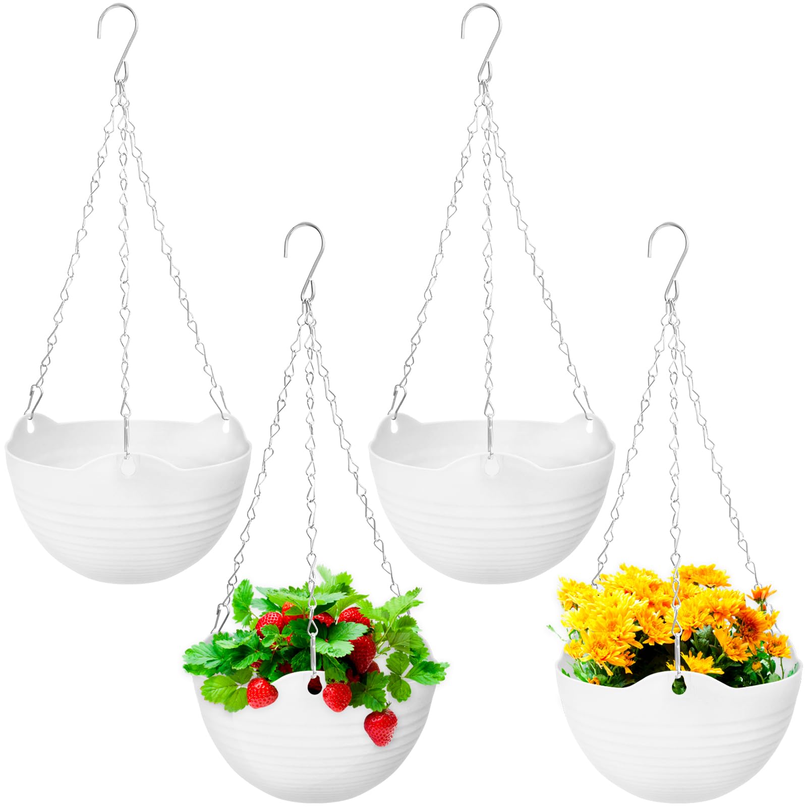 Bvrbaory 4-pack 8-inch white hanging planter ready for balcony display