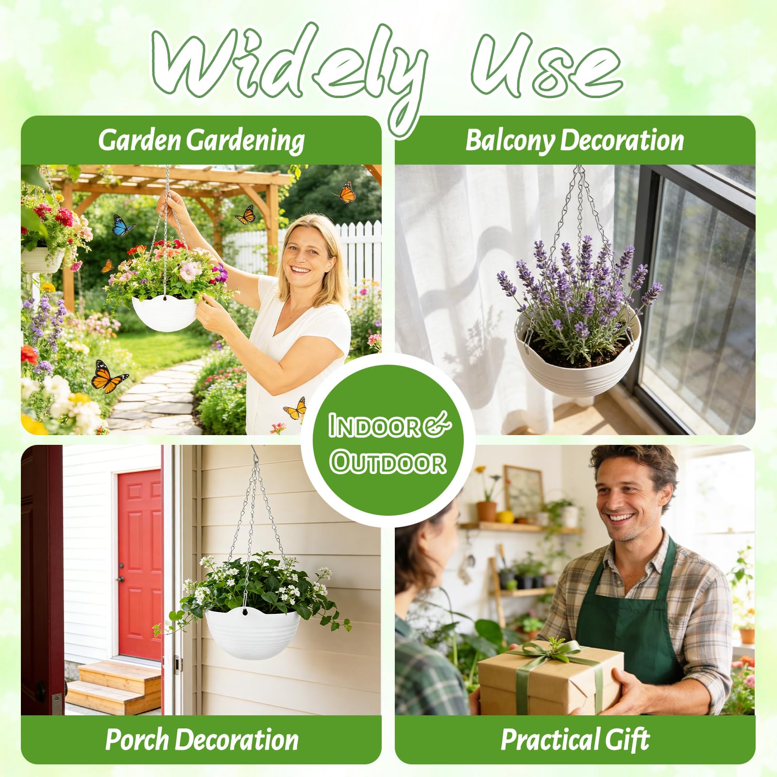 Bvrbaory 8-inch pots with drainage holes support spill-free watering.