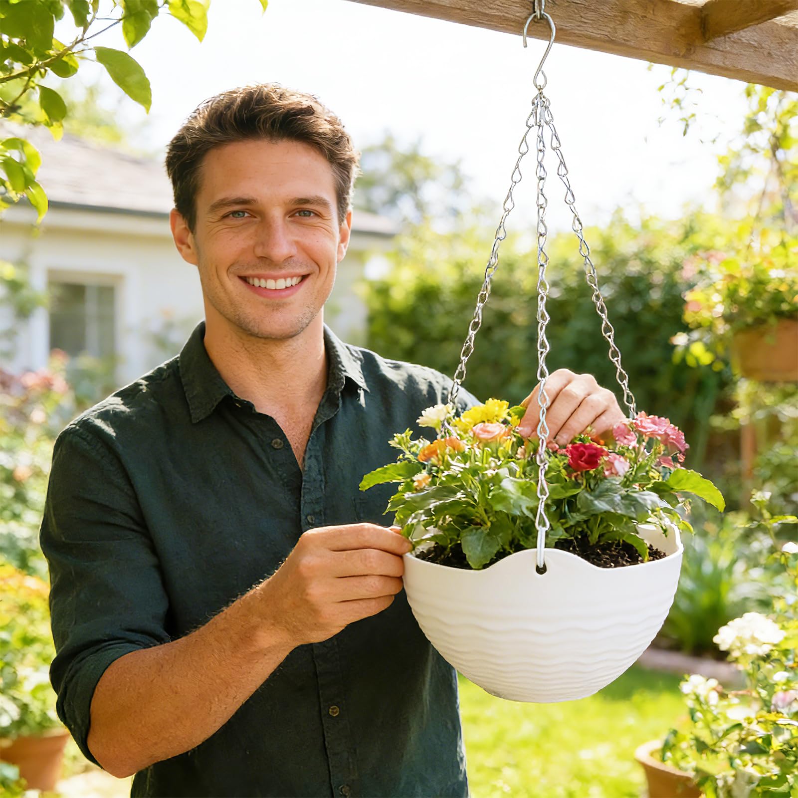 Bvrbaory compact 7.9-inch diameter pots ideal for balcony displays.