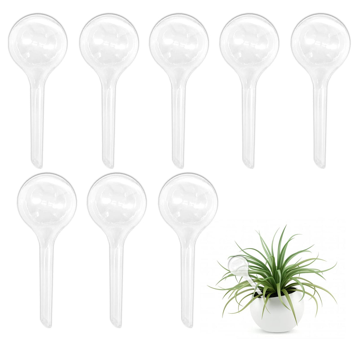 Bvrbaory 8-pcs clear plant watering bulbs ready for indoor or outdoor use
