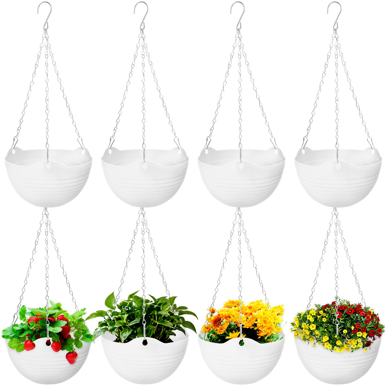 Bvrbaory eight-pack hanging planters with self-watering design for vertical gardens.