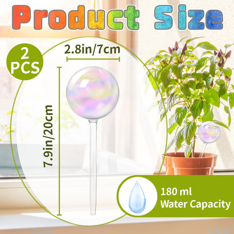 Bvrbaory rainbow plant waterer glass bulbs offering convenient irrigation for thriving greenery.