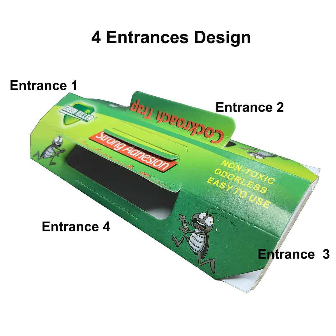 B/W glue trap with bait center demonstrates easy setup for roaches.